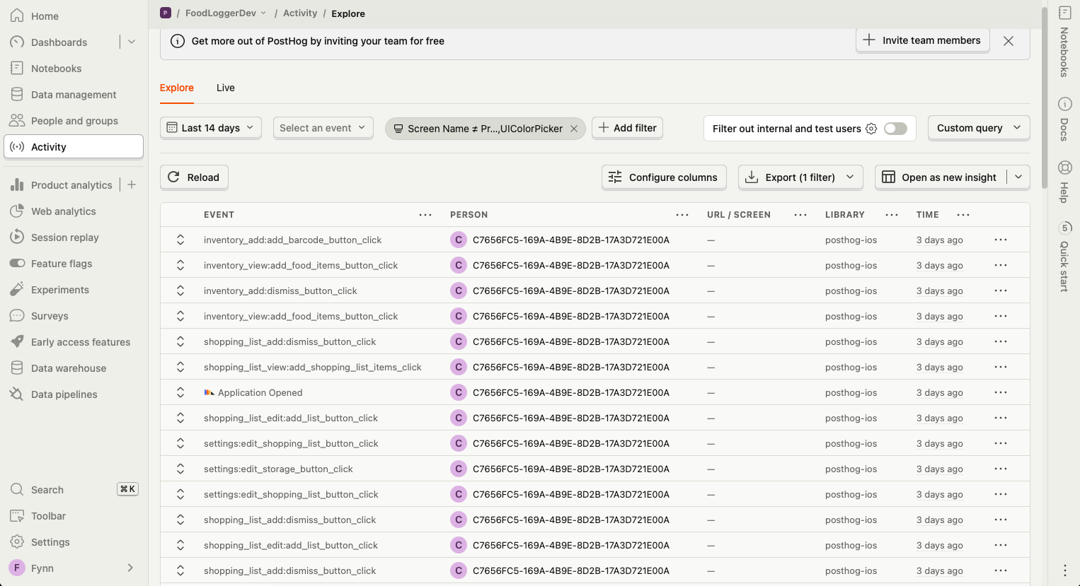iOS analytics naming convention