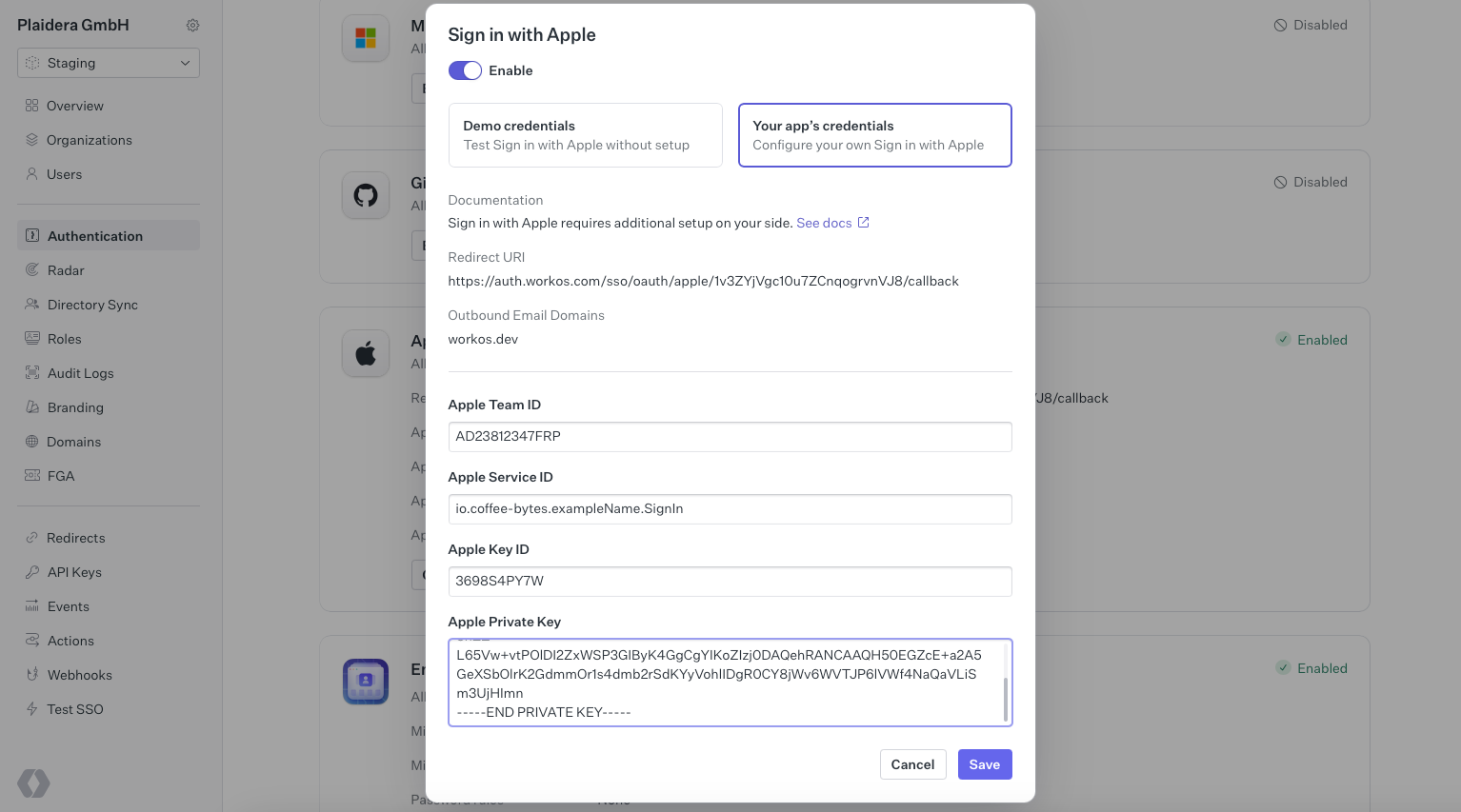 How to setup Sign in with Apple with WorkOS or Auth0